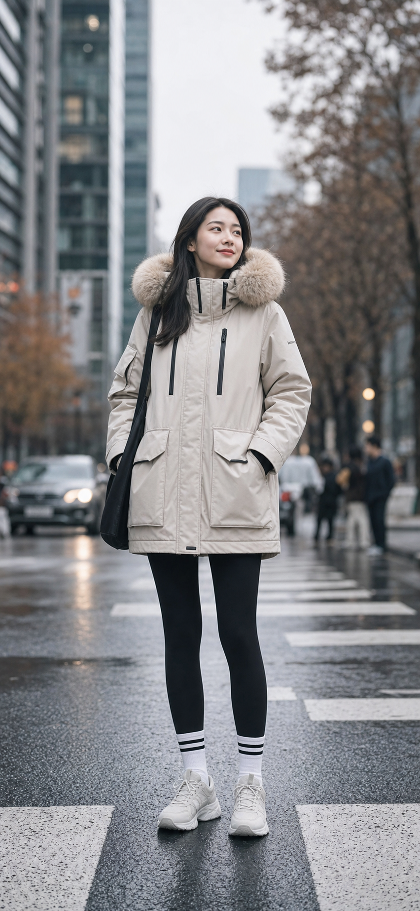 燕麦色机能派克女装